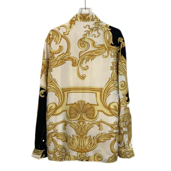 Versace Baroque Print Button-Up Silk Shirt - Picture 2 of 8